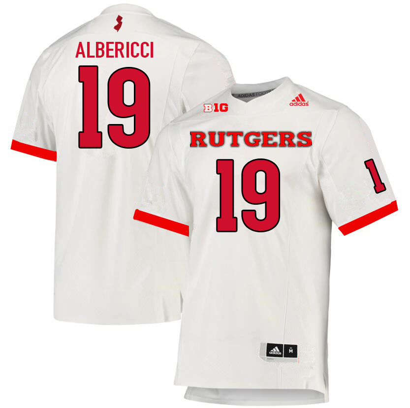Men #19 Austin Albericci Rutgers Scarlet Knights College Football Jerseys Sale-White